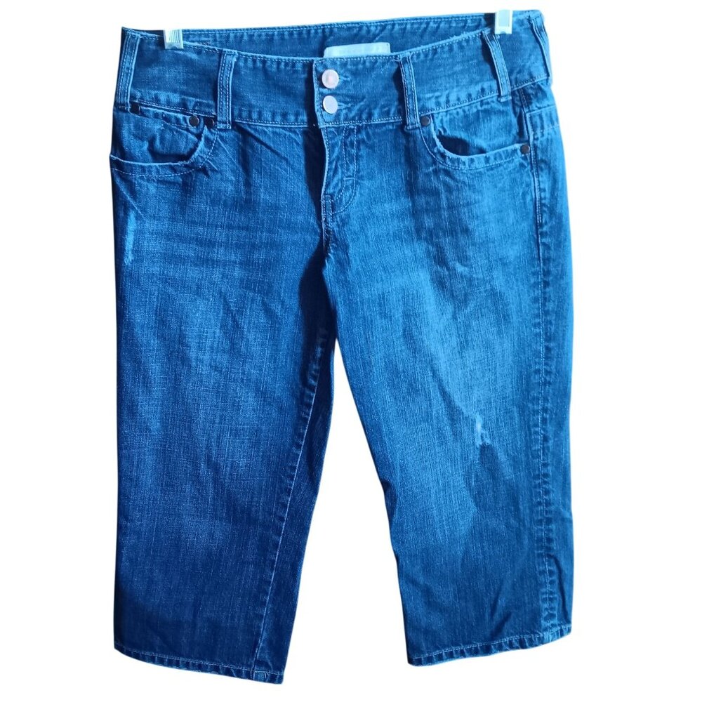 Maurices Womens Denim Capri Jeans Size 7/8 Blue 100% Cotton Embroidered Pockets